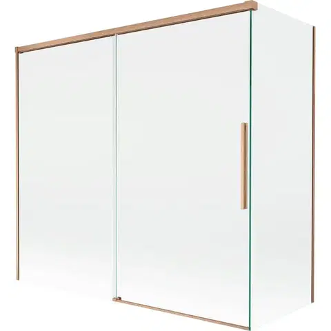 Sprchové dvere MEXEN/S - Rox vaňová zástena 2-krídlová posuvná 170 + 75 x 150, transparent, měď kartáčovaná 8C9-170-075-65-00
