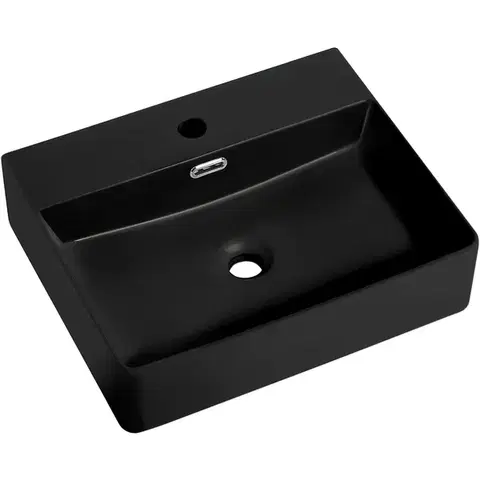 Umývadlá CERANO - Umývadlo keramické - nástenné aj na dosku - Peno - čierna matná - 50x42 CER-665631