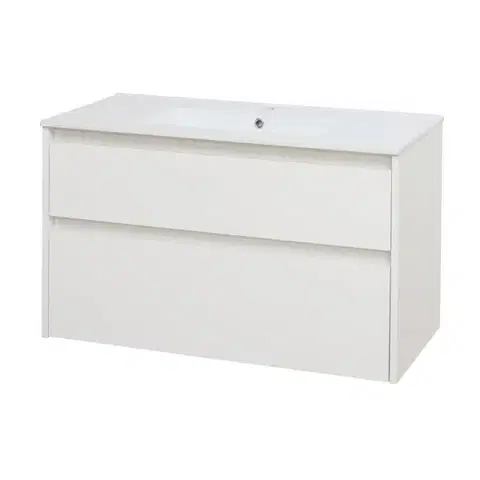 Kúpeľňový nábytok Mereo Opto, kúpeľňová skrinka s keramickým umývadlom 101 cm, biela CN912