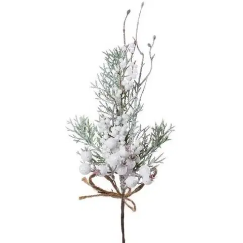 Vetvičky, girlandy, kvety Kinekus Vetvička zapichovacia, biele plody + čečina, 35cm