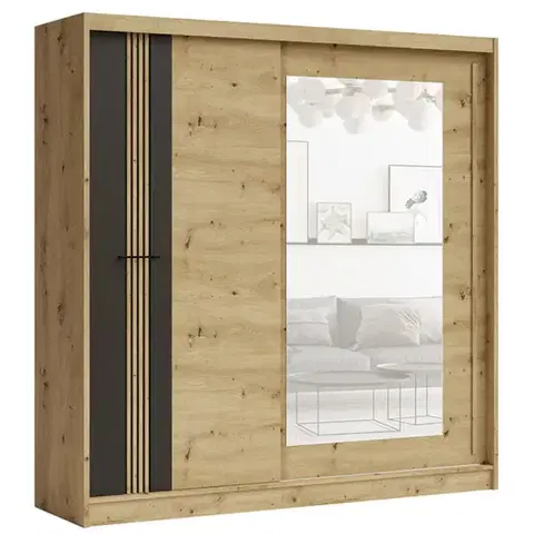 Šatníkové skrine Skriňa Molto ML-200 artisan/čierna