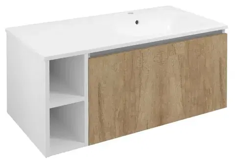 Kúpeľňový nábytok SAPHO - LOREA skrinka 100x46x51,5cm (20+80cm), pravá, dub Alabama/biela matná LE080-2231-R-02