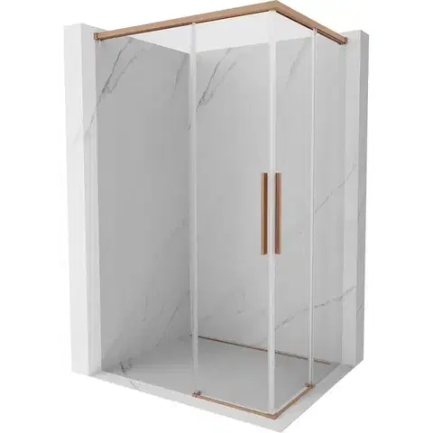 Sprchovacie kúty MEXEN/S - Rox Duo sprchovací kút posuvný 120 x 95, transparent, meď kartáčovaná 8C2D-120-095-65-00