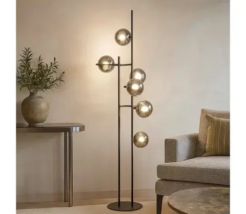 Lampy Ondaluce - Stojacia lampa JEWEL 6xE14/10W/230V 166 cm čierna/dymová čierna PT.JEWEL/NERO