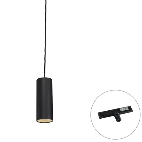 Koľajnicové svetelné systémy Dizajnová závesná lampa čierna vrátane 1-fázového koľajnicového adaptéra - Slimline Tubo