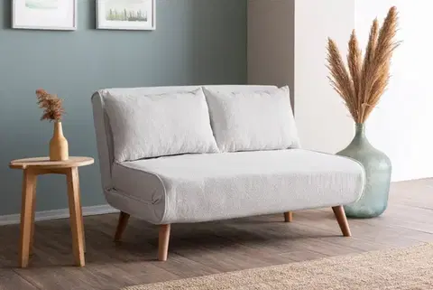 Pohovky a gauče Dvojmiestna rozkladacia pohovka Folde 2-Seater - Teddy Fabric - White