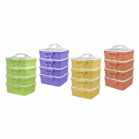 Obedáre Plastový obedár QUATRO 4 x 1,2 l, 17 x 15 x 25 cm