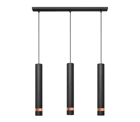 Svietidlá  LED Luster na lanku TUBA 3xGU10/4,8W/230V čierna/medená W-L 1111/3 BK+RG+BK