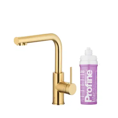 Kuchynské batérie KFA - Duero pure basic, filtrujúca s otočnou výtokovou armatúrou, brúsené svetlé zlato + profine lilac s 6623-915-39