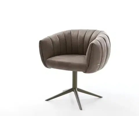 Jedálenské stoličky DELIFE Jedálenská stolička Jada-Flex mikrovlákno taupe vintage podstava titánová farba 360° otočný hojdacia funkcia vrecková pružina