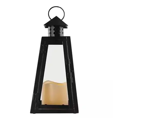 Vianočné osvetlenie  1 LED lampáš čierna hranatá, 26,5 cm, 3x AAA, vnútorné, vintage (DCLV18)