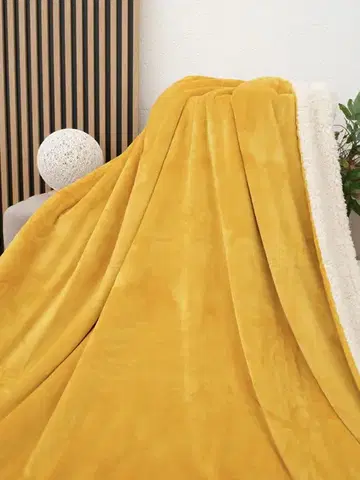 Deky MKLozkoviny.sk Baránková deka mikroplyš Exclusive 150 × 200 cm – Laura horčicová