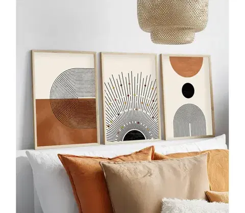 Obrazy  SADA 3x Obraz vo fotorámčeku 50x70 cm béžová/hnedá 693BSE1465