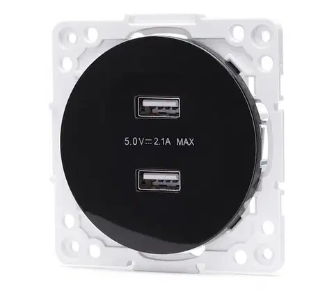 Predlžovacie káble  B.V.  - USB napájacia zásuvka bez rámčeka 2x USB-A čierna B20101QRK
