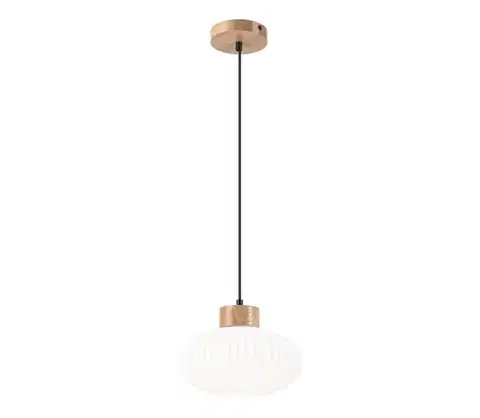 Svietidlá  Luster na lanku HARMONY 1xE27/15W/230V pr. 25 cm biela/dub LM - 1.258 / C
