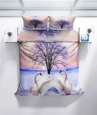 Obliečky 3D Obliečky polycotton Labute TiaHome - 1x Vankúš 90x70cm, 1x Paplón 140x200cm