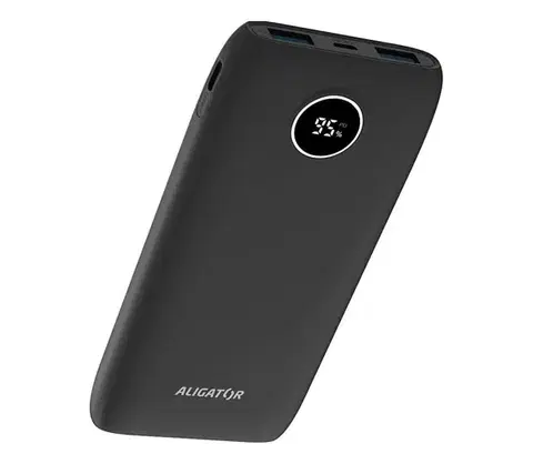 Predlžovacie káble Aligator PBPD10BK - Powerbanka s LCD displejom PD 10000 mAh/20W/3,7V čierna PBPD10BK
