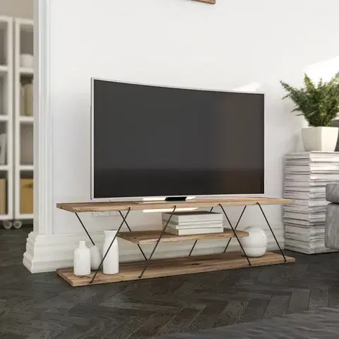 TV stolíky MADRID industriálny televízny stolík, orech/čierna
