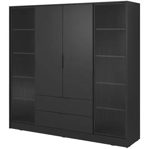 Šatníkové skrine Skriňa Kelly 4D RD čierna s LED