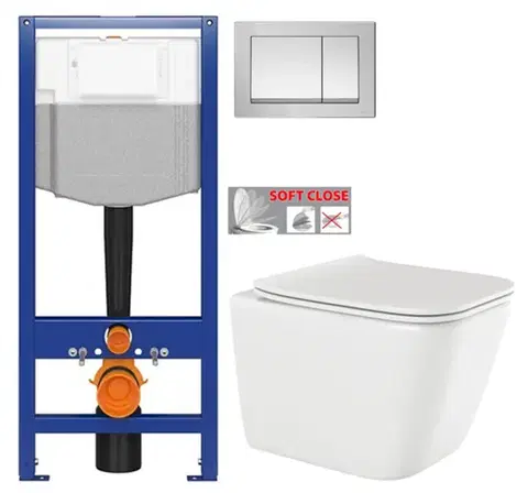 Závesné wc sety CERSANIT predstenový inštalačný systém s tlačidlom chrom K97-509 + WC INVENA PAROS  + SEDADLO K97-526 509 RO1