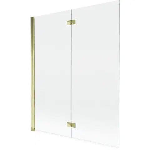 Sprchové dvere MEXEN - MIST vaňová zástena 140x150 cm 6mm 2-s, zlatá, číra, ľavá 8A9-140-002-50-00-L