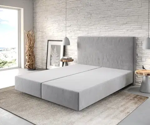 Rámy postelí DELIFE Boxspring posteľ Dream-Well 160x200 cm mikrovlákno sivá