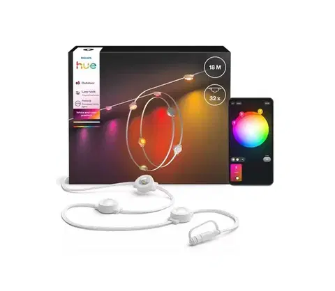 LED osvetlenie Philips - LED RGBW stmievateľný vonkajší svetelný reťazec Hue FESTAVIA 32×LED 18 m IP65 872110307850600