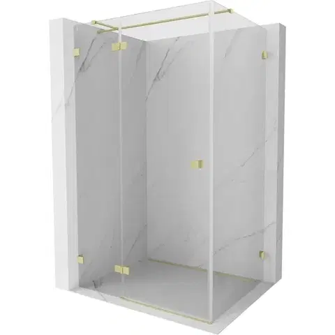 Sprchovacie kúty MEXEN/S - Lunar T sprchovací kút dvere krídlové ľavá 140 x 120, transparent, zlato kartáčovaná 834T-140-120-55-00-L