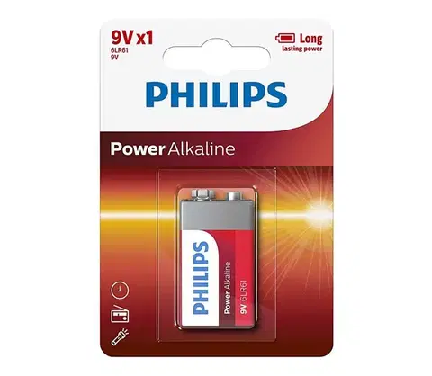 Predlžovacie káble Philips 6LR61P1B/10 - Alkalická batéria 6LR61 POWER ALKALINE 9V 600mAh Phil-6LR61P1B/10