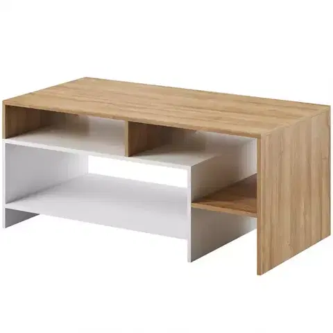Konferenčné stolíky s úložným priestorom Konferenčný stolík Alva grande oak/biely mat