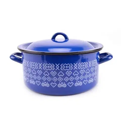 Hrnce Kinekus Kastról smaltovaný s pokrievkou, 26cm / 6,0L, dekor Čičmany