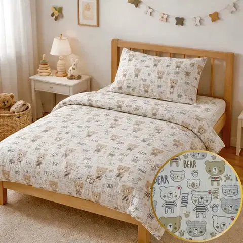 Obliečky Mušelínové obliečky Teddy Bear TiaHome - Detský set 130x90cm + 65x45cm