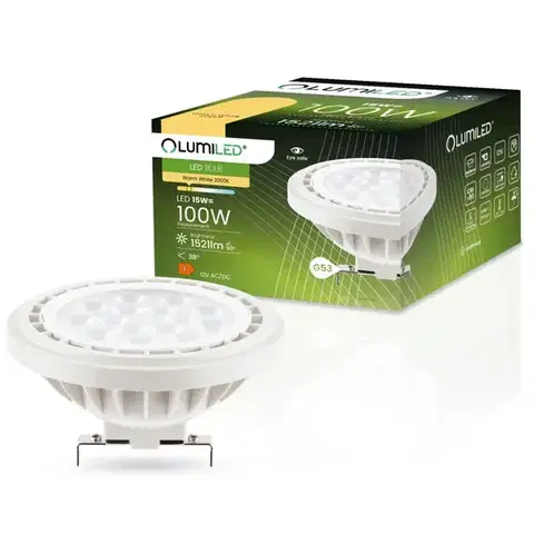 Dekoračné žiarovky LUMILED LED AR111 AC/DC 12V 15W 3000K G53