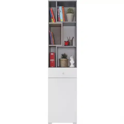 Vitríny a regály do obývačky Regál Sigma betón/biela/dub 45 SI8