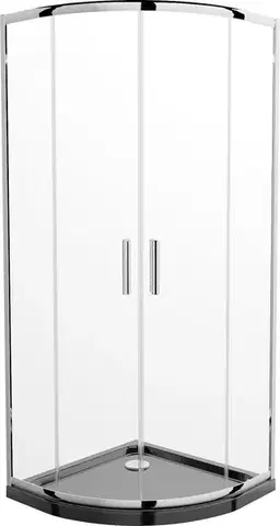 Vane MEXEN/S - Rio štvrťkruhový sprchovací kút 80 x 80, transparent, chróm + vanička so sifónom Flat, čierny 863-080-080-01-00-4170