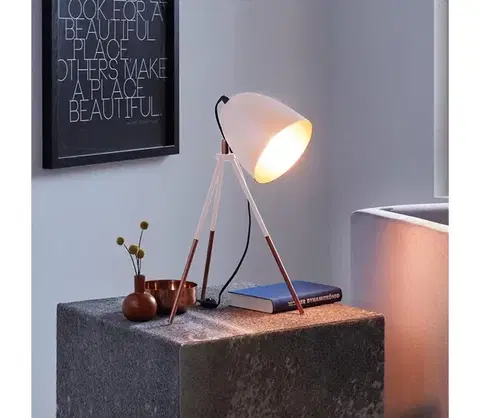 Lampy Eglo 49727 - Stolná lampa CHESTER 1xE27/60W/230V biela/medená 49727