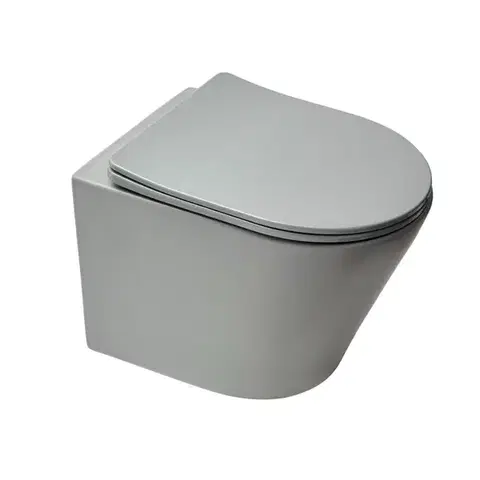 Záchody Wc závesné SAT Infinitio vrátane dosky softclose, šedá mat, zadný odpad SATINF010RREXPLGRM SATINF010RREXPLGRM