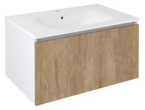 Kúpeľňový nábytok SAPHO - LOREA umývadlová skrinka 80x44x51,2cm, 1x zásuvka, dub alabama/biela mat LE080-2231