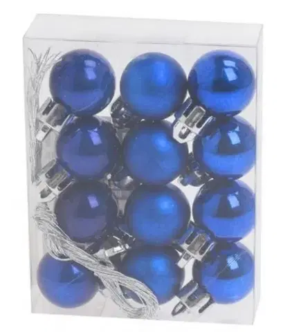 Vianočné ozdoby Kinekus Ozdoba závesná guľa 2cm sada 12ks plast modrá mix