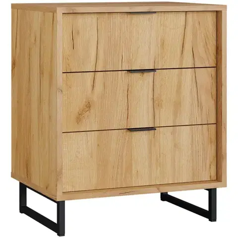 Komody do spálne Konor Komoda 60 3s D.Craft Zlatý