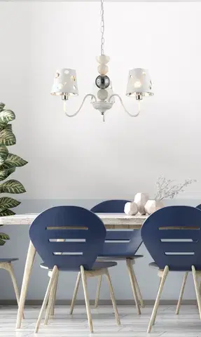 Svietidlá Biely luster závesná lampa 3xE14 Batley Ledea