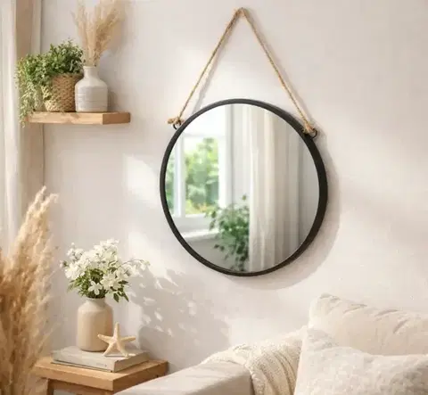 Dekorácie a bytové doplnky Okrúhle zrkadlo FI29cm čierne