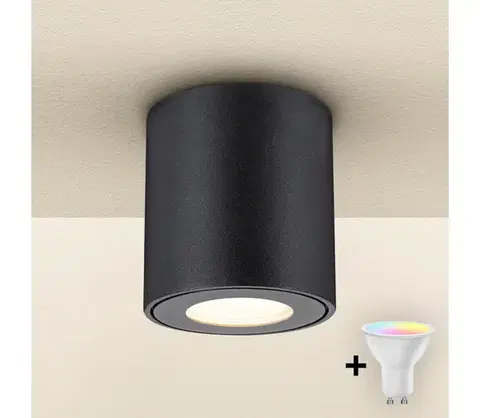 Svietidlá BRILAGI - LED RGBW stmievateľné kúpeľňové svietidlo MIA 1xGU10/4,8W/230V 84x80 mm čierne IP54 BG1036+AI2382