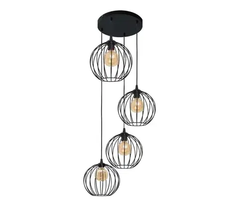 Svietidlá  Luster na lanku MERCURE 4xE27/15W/230V W-KD 1388/4 BK-B