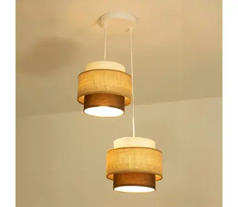 Svietidlá BRILAGI - Luster na lanku RESNA 2xE27/60W/230V pr. 30 cm béžová/čierna H0444