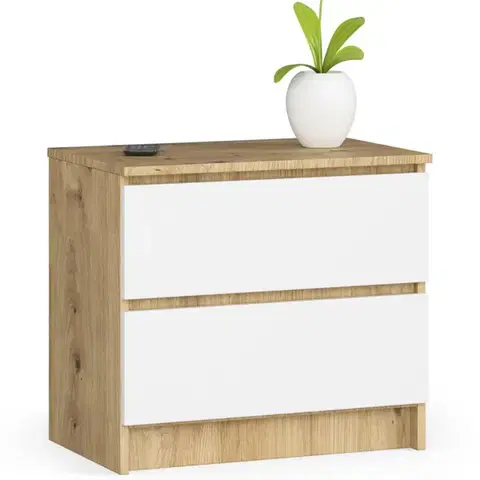 Nočné stolíky Dizajnový nočný stolík KARIN60, dub artisan / biely
