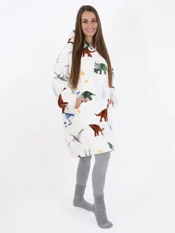 Dámske mikiny MKLozkoviny.sk Baránková mikina mikroplyš – Dinosaury veľkosť M