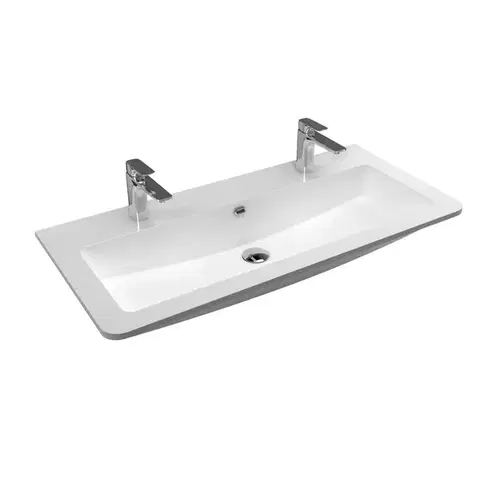 Sanitárna keramika Mereo Nábytkové dvojumývadlo, 101x46,5x16 cm, liaty mramor, biele UCM10147D