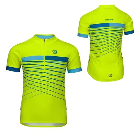 Cyklistické dresy Detský cyklo dres Etape Lucky žlutá fluo/modrá - 128/134