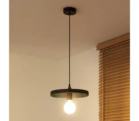 Svietidlá  - Závesné svietidlo IRONLINE na lanku 1xE27/15W/230V, Ø 30 cm, čierna/medená 70583